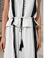 billige Print Dresses-Striped Drawstring Peplum Midi Dress
