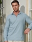 billige Shirts-55% hør mænds skjorte sommerskjorte strandskjorte blå khaki langærmet ensfarvet revers forår og sommer casuelt dagligt tøj tøj