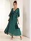 baratos Vestidos Tamanhos Grandes-Chiffon Ruffle V Neck Twisted Maxi Dress