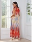 economico Print Dresses-Chiffon Printed Elastic Maxi Dress