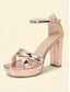 abordables Pumps &amp; Heels-Fashion Ankle Strap Chunky Heel Microfiber Leather Sandals