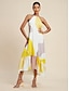 billige Print Dresses-Knot Front Satin Maxi Dress