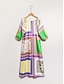 cheap Print Dresses-Satin Print Geometrical Midi Dress