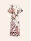 cheap Print Dresses-Floral V Neck Knotted Midi Dress