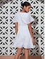 baratos Vestidos Casuais-Cotton Linen Blend V Neck Mini Dress