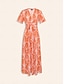 cheap Print Dresses-Cotton Geometric Belted Midi Dress