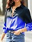 preiswerte Tops &amp; Blouses-Damen Hemd Bluse Farbverläufe Casual Täglich Taste Bedruckt Rosa Langarm Basic Neon und Hell Hemdkragen Frühling Herbst