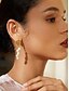 baratos Brincos-Elegant Gold Brass Pearl Drop Earrings