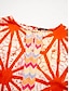 cheap Print Dresses-Satin Folk Drawstring Split Neck Midi Dress