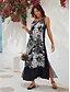 baratos Print Dresses-Floral Print Satin Maxi Dress