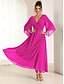 baratos Vestidos Tamanhos Grandes-Chiffon Ruffle V Neck Twisted Maxi Dress