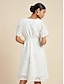 baratos Vestidos Casuais-Cotton Floral A Line Mini Dress