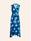 cheap Print Dresses-Satin Polka Dot Sleeveless Belted Midi Dress