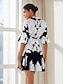 economico Print Dresses-Floral Satin Belted Mini Dress
