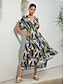 baratos Print Dresses-Printed V Neck Maxi Dress