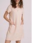 cheap Super Sale-Women‘s Shift Dress Knee Length Dress Short Sleeve Pure Color Pocket Spring Summer Crew Neck Basic Casual Classic Loose 2023 S M L XL 2XL 3XL 4XL 5XL / Cotton