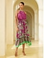 economico Print Dresses-Geometric Drawstring Midi Dress