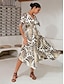 abordables Print Dresses-Folk Pattern Chiffon V Neck Midi Dress