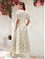 billige Print Dresses-Boho Paisley Chiffon Short Sleeve Maxi Dress