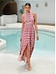 preiswerte Print Dresses-Geometric Lace Trim Rayon Maxi Dress