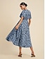 baratos Print Dresses-Elegant Smocked Satin Floral Midi Dress