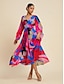 billige Print Dresses-Brand Floral V Neck Chiffon Material Maxi Dress