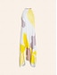 cheap Print Dresses-Satin Floral Tie Knot Maxi Dress