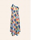 cheap Print Dresses-Satin Floral One Shoulder Maxi Dress