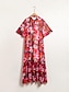 abordables Print Dresses-Printed Chiffon Maxi Dress Shirt