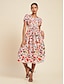 baratos Print Dresses-Cotton Short Sleeve Midi Dress