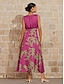 preiswerte Print Dresses-Satin Floral Sleeveless Maxi Dress