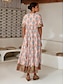 economico Print Dresses-Satin Totem Print Maxi Dress