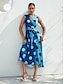 baratos Print Dresses-Polka Dot Satin Belted Midi Dress
