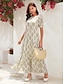 cheap Print Dresses-Chiffon Boho Paisley Short Sleeve Maxi Dress