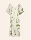 billige Print Dresses-Geometric Satin Square Neck Maxi Dress