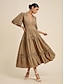 preiswerte Casual Kleider-Elegant Lace Hem V Neck Maxi Dress