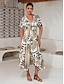 cheap Print Dresses-Chiffon Folk Pattern V Neck Midi Dress
