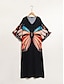 economico Print Dresses-Butterfly Print Chiffon V Neck Maxi Dress