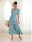 cheap Maxi Dresses-Chiffon V-Neck Paisley Print Summer Casual Hawaiian Vacation Maxi Dress
