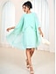 cheap Mini Dresses-Chiffon Tiered Elegant Destination Wedding Guest Vacation Midi Dress
