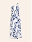 abordables Print Dresses-Floral One Shoulder Sleeveless Maxi Dress