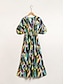 economico Print Dresses-Print V Neck Maxi Dress
