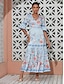 billige Print Dresses-Satin Floral V Neck Maxi Dress