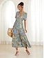 cheap Maxi Dresses-Chiffon V-Neck Paisley Print Summer Casual Hawaiian Vacation Maxi Dress