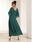 baratos Vestidos Tamanhos Grandes-Chiffon Ruffle V Neck Twisted Maxi Dress