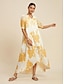 abordables Print Dresses-Brand Design Material High Low Maxi Dress