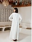 cheap Casual Dresses-Linen Cotton Blend V Neck Maxi Dress