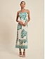 economico Vestiti maxi-Palm Leaf Satin Maxi Dress