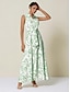 economico Print Dresses-Curve Pocket Belted Maxi Shirt Dress