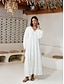 baratos Vestidos Casuais-Loose Design V Neck Long Dress Resort Wear